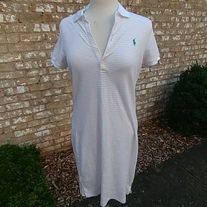 Ralph Lauren Rose quartz/white collared dress, M